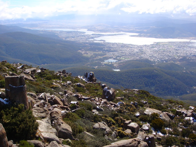 Blick auf Hobart vom Mount Wellington