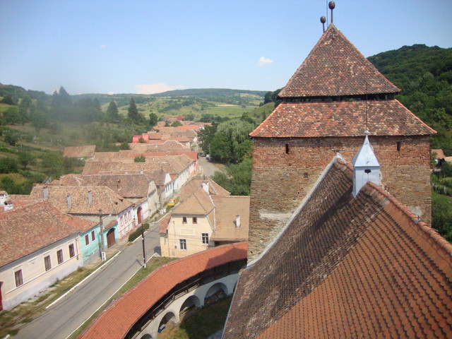 Blick vom Kirchturm Wurmloch auf das Dorf